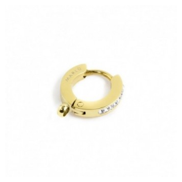 MARLÙ - Mono orecchino cerchio pvd oro 11mm cristalli bianchi anello per charm